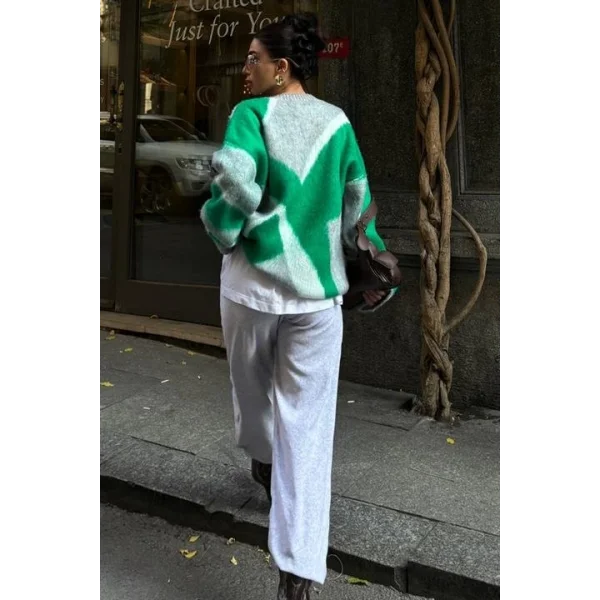 Blok Desen Neon Triko Kazak 1345