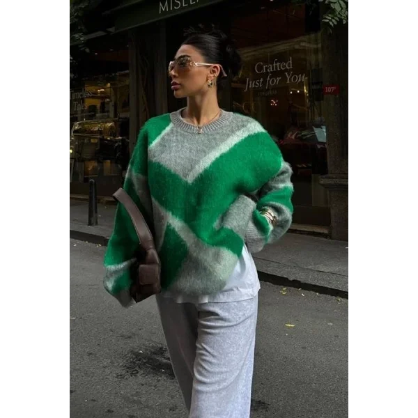 Blok Desen Neon Triko Kazak 1345