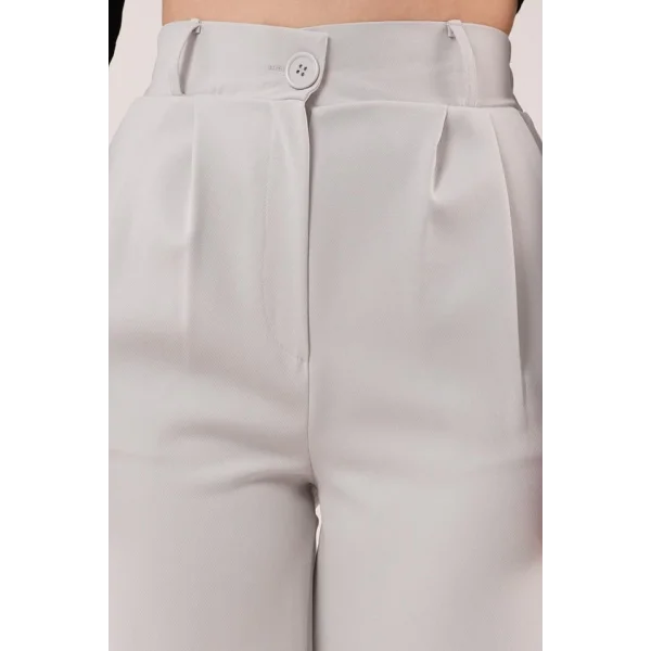 Bol Paça Piliseli Gri Pantolon