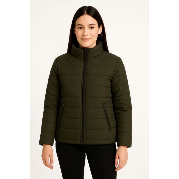 Bomber Mont Ceket – Su İtici Kumaş, Kapitone Astarlı, Fermuarlı, Kışlık - Haki