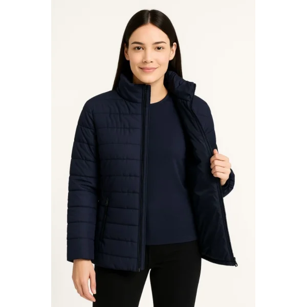 Bomber Mont Ceket – Su İtici Kumaş, Kapitone Astarlı, Fermuarlı, Kışlık - Lacivert