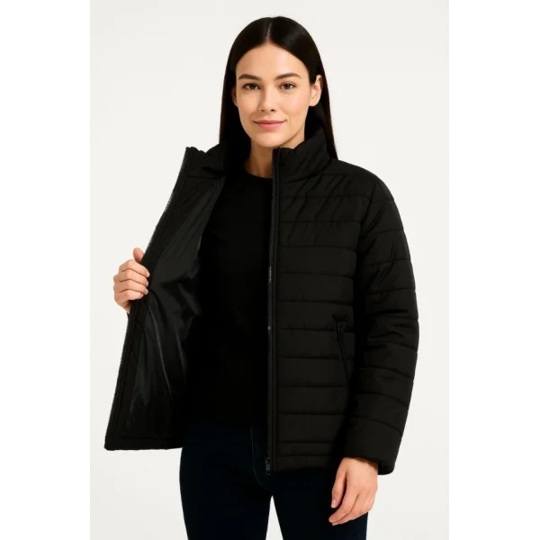 Bomber Mont Ceket – Su İtici Kumaş, Kapitone Astarlı, Fermuarlı, Kışlık - Siyah