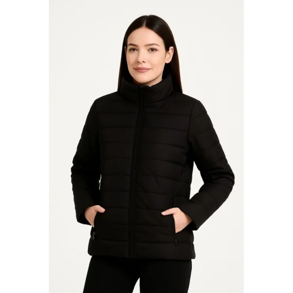 Bomber Mont Ceket – Su İtici Kumaş, Kapitone Astarlı, Fermuarlı, Kışlık - Siyah