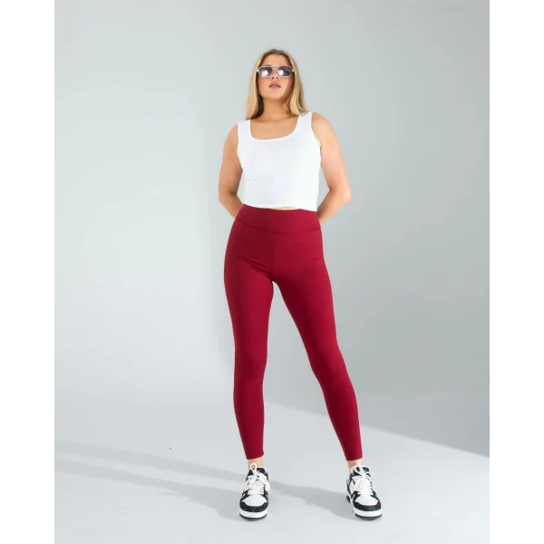 Bordo Fitilli Push Up Toparlayıcı Spor Tayt