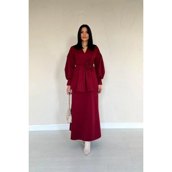 Bordo Gül Detaylı Takım