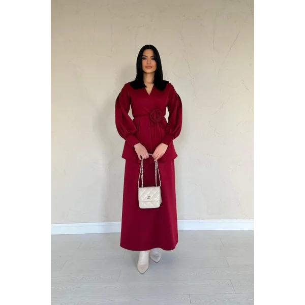 Bordo Gül Detaylı Takım