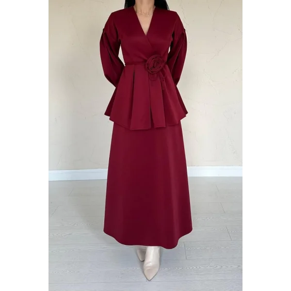 Bordo Gül Detaylı Takım