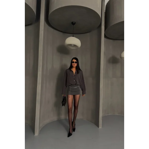 BOYFRİEND GÖMLEK MODAL KUMAŞ OVERSİZE - Antrasit