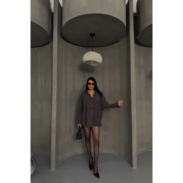 BOYFRİEND GÖMLEK MODAL KUMAŞ OVERSİZE - Antrasit