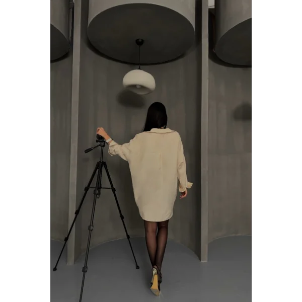 BOYFRİEND GÖMLEK MODAL KUMAŞ OVERSİZE - Bej