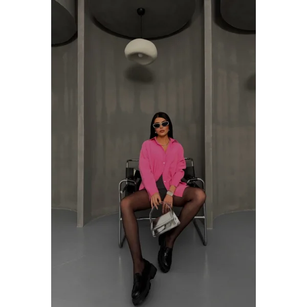 BOYFRİEND GÖMLEK MODAL KUMAŞ OVERSİZE - Pembe