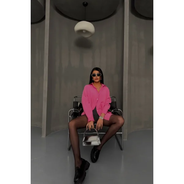 BOYFRİEND GÖMLEK MODAL KUMAŞ OVERSİZE - Pembe