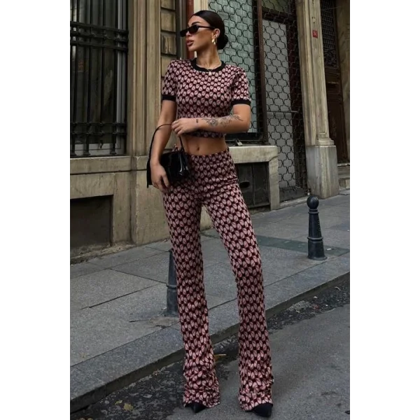 Brenda Desenli Crop Takım 9019-08