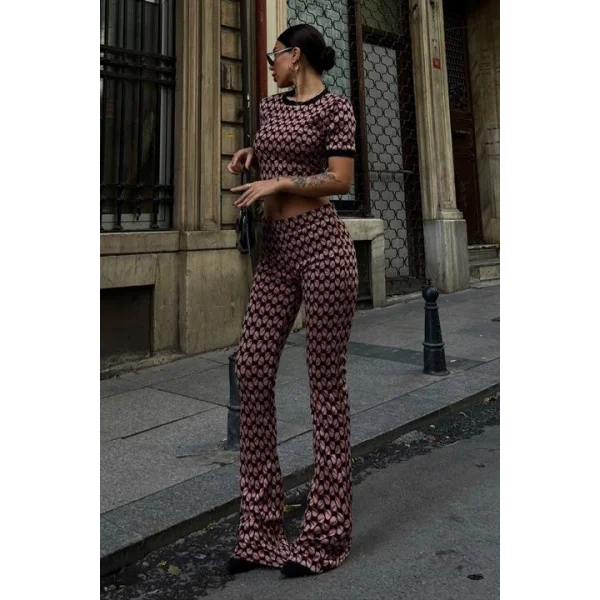 Brenda Desenli Crop Takım 9019-08