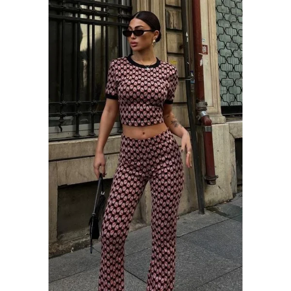 Brenda Desenli Crop Takım 9019-08