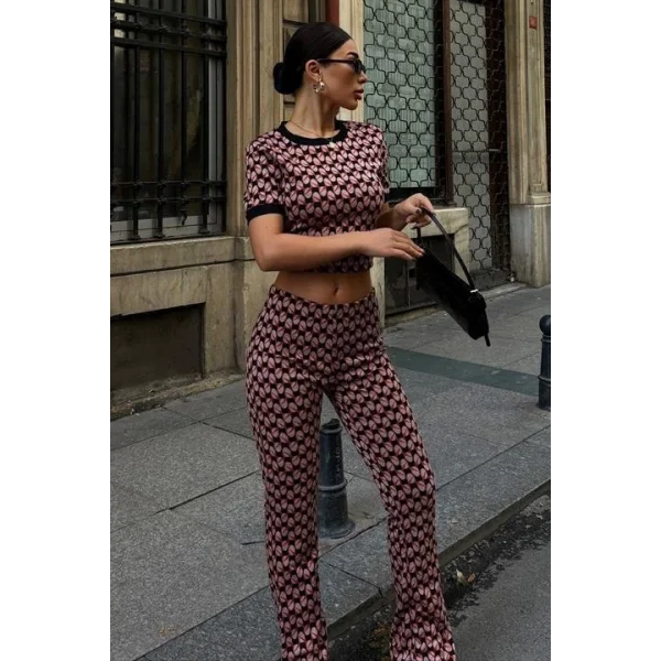 Brenda Desenli Crop Takım 9019-08