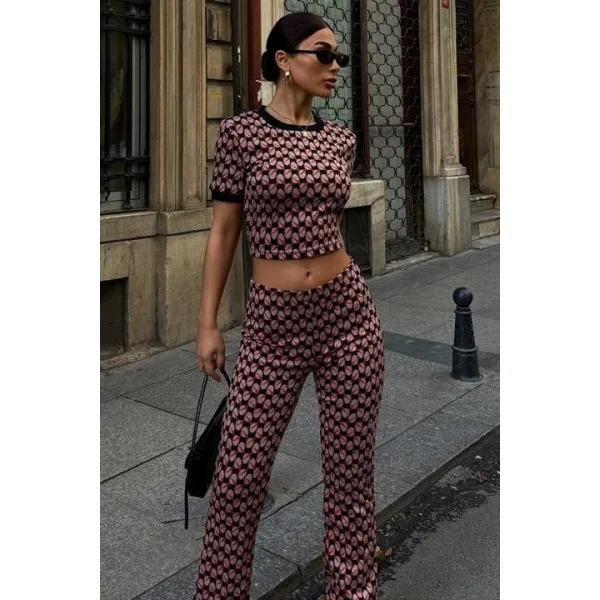 Brenda Desenli Crop Takım 9019-08