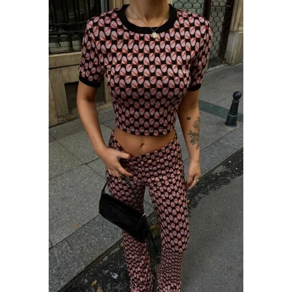 Brenda Desenli Crop Takım 9019-08
