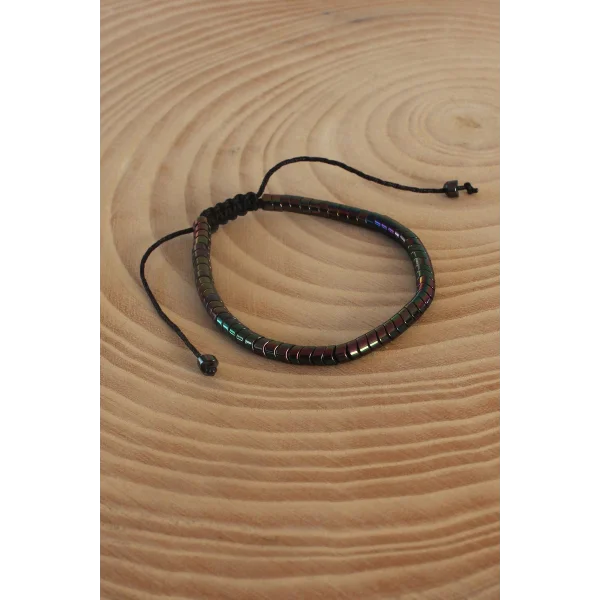 Bukalemun Renk Makrome Doğal Taş Erkek Bileklik