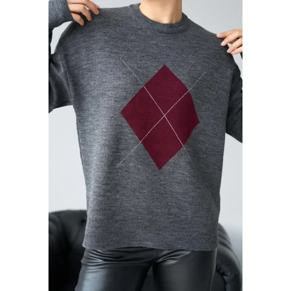 Büyük Baklava Kazak  AntrasitBordo