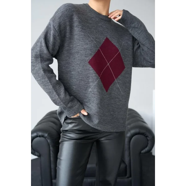 Büyük Baklava Kazak  AntrasitBordo