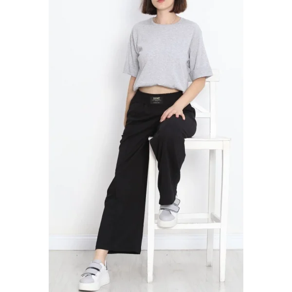 Büyük Beden Duble Kol Tişört Gri