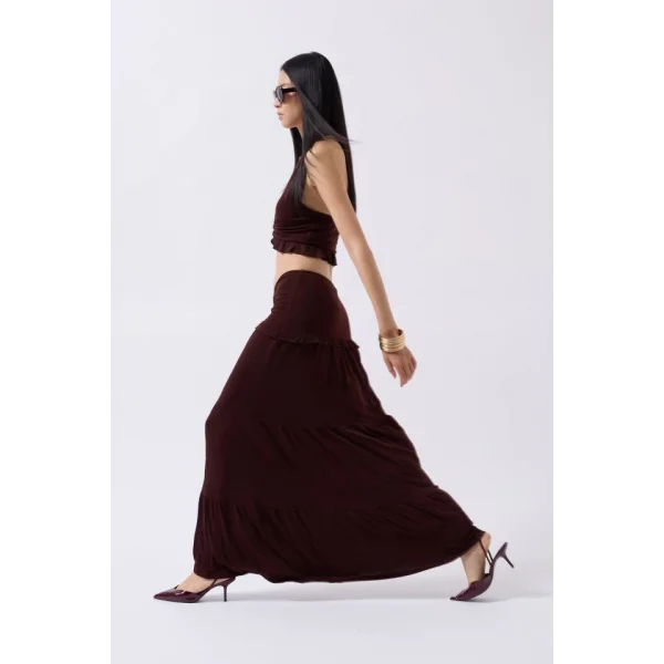 Büzgü Detay Asimetrik Bel Etek