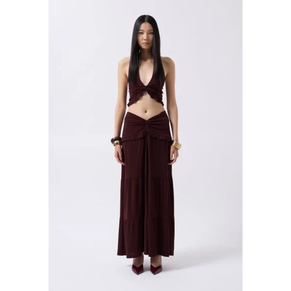 Büzgü Detay Asimetrik Bel Etek