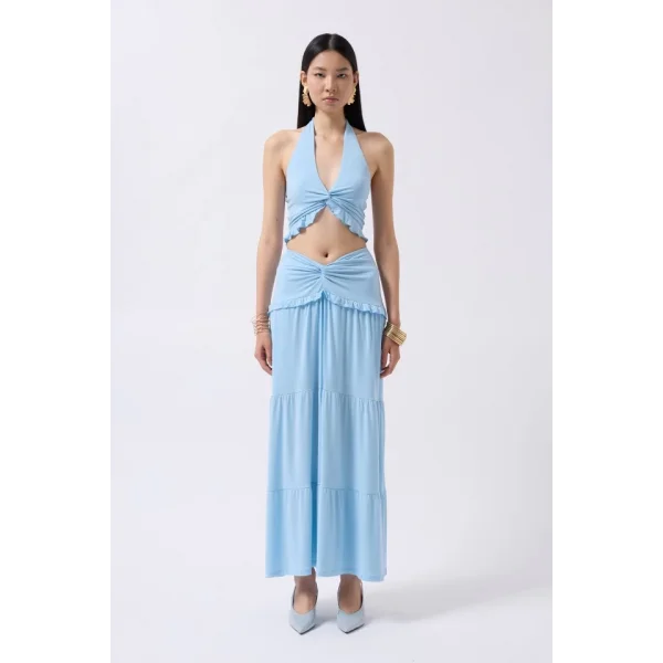 Büzgü Detay Asimetrik Bel Etek