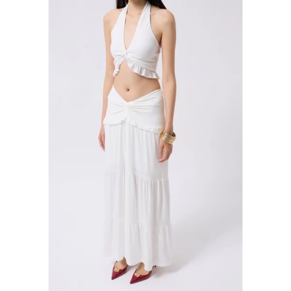 Büzgü Detay Asimetrik Bel Etek