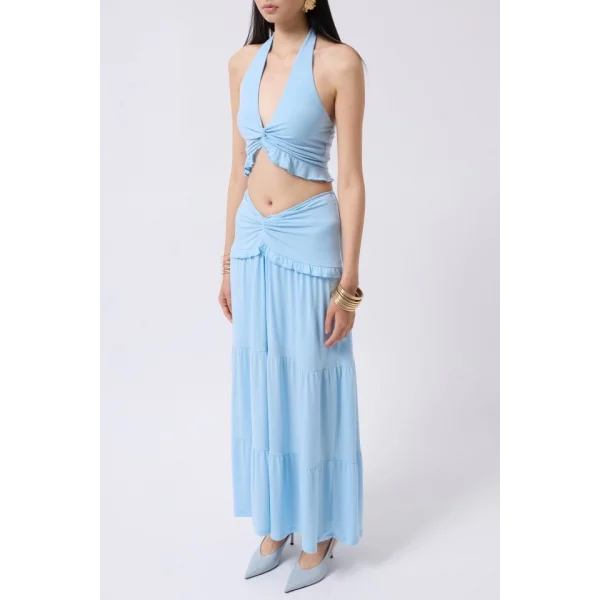 Büzgü Detay Asimetrik Bel Etek