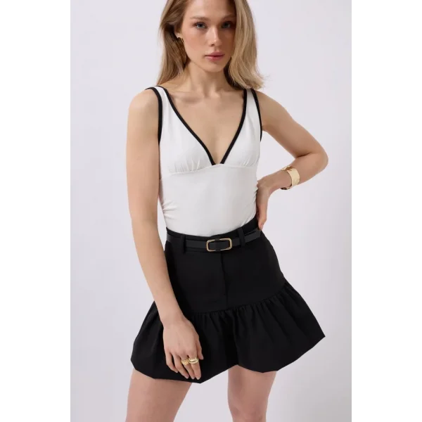 Büzgü Detay Mini Etek