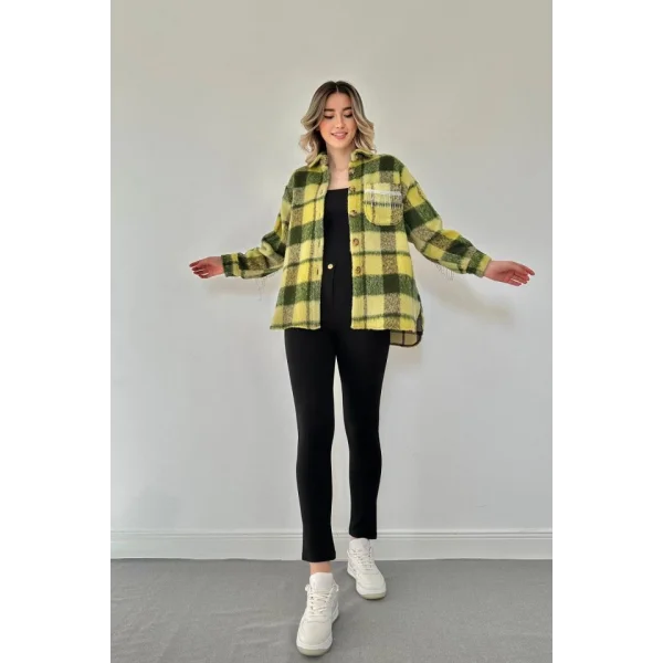 Çağla Buklet Cepli Zincir Taşlı Gömlek