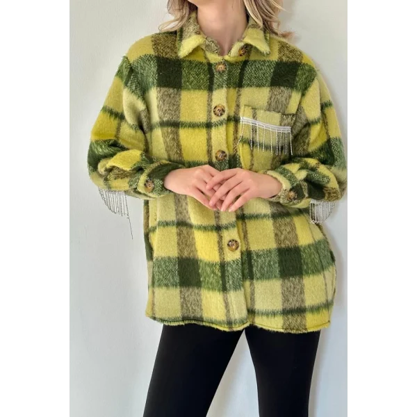 Çağla Buklet Cepli Zincir Taşlı Gömlek