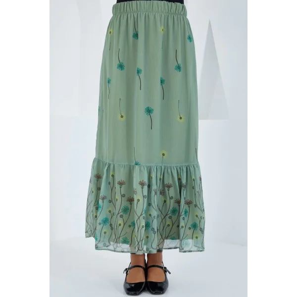 Çağla Desenli Şifon Etek 8010