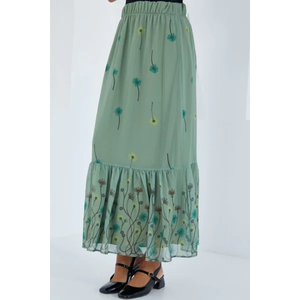 Çağla Desenli Şifon Etek 8010