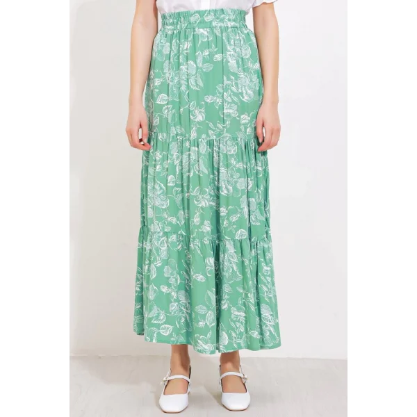 Çağla Desenli Uzun Viskon Etek 1898