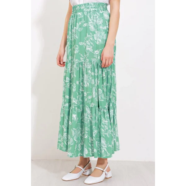 Çağla Desenli Uzun Viskon Etek 1898