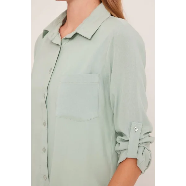 Çağla Yeşili Viskon Gömlek 20237
