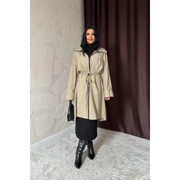 Camel Askı Detaylı Trençkot