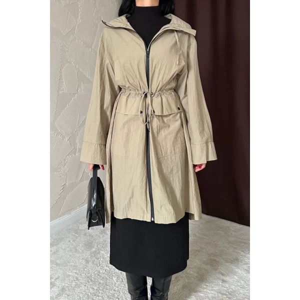 Camel Askı Detaylı Trençkot