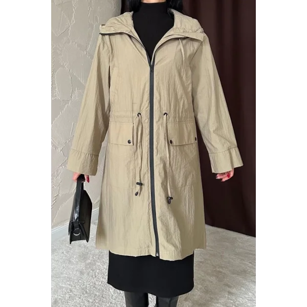 Camel Askı Detaylı Trençkot