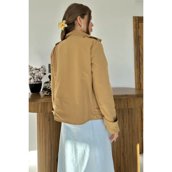 Camel Çift Katlı Kısa Ceket