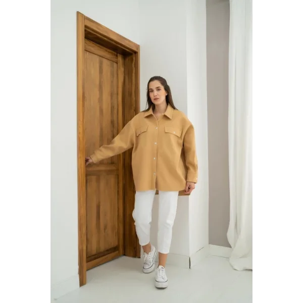 Camel Kaşe Çift Cepli Gömlek