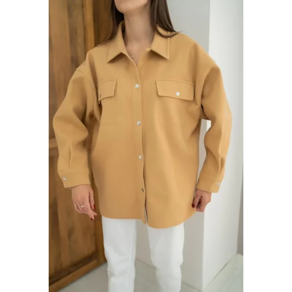 Camel Kaşe Çift Cepli Gömlek