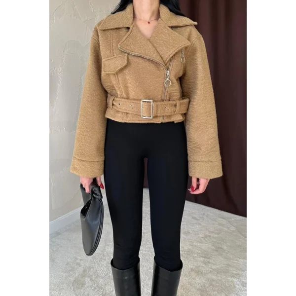 Camel Kuşgözü Kaşe Manto