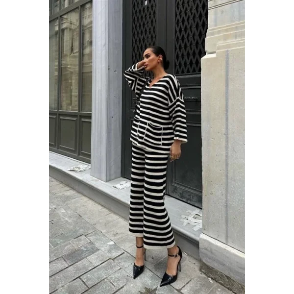 Candy Çizgili Straight Fit Pantolon Takım 9705-015