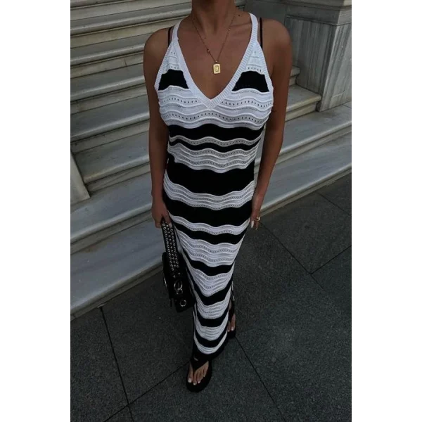 Capella Desenli Nervürlü Elbise 2764