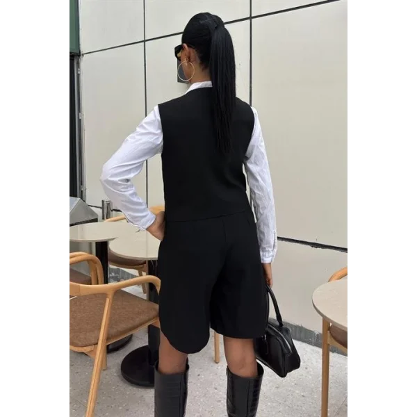 Çapraz Düğmeli Ve Bermuda Şortlu Yelekli Takım 10171