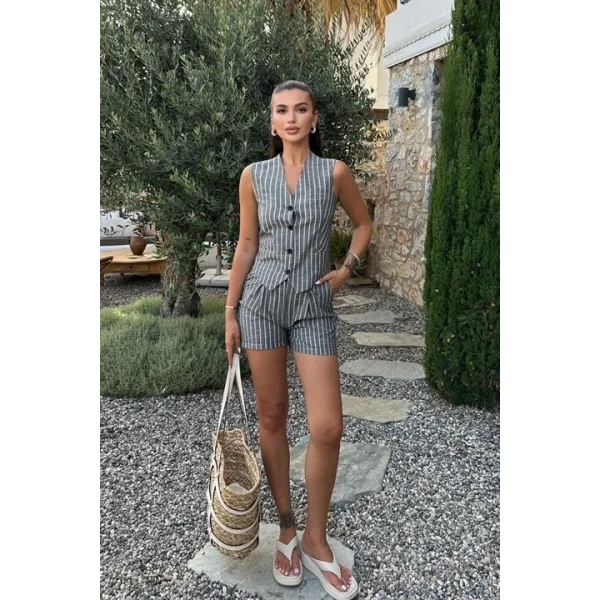 Carla Işıltılı Yelek Şort Takım 9821